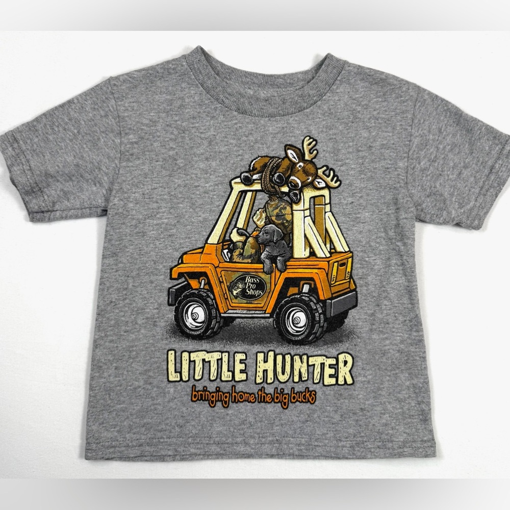 BASS‎ PRO SHOPS Boys Graphic Tee Little Hunter 2T Outdoor Hunting Jeep Camo Cute